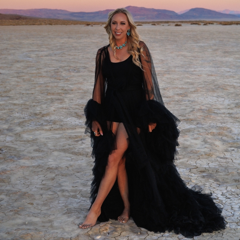 Maternity Black Ruffled Robe/ Gown - Picture 3 of 3